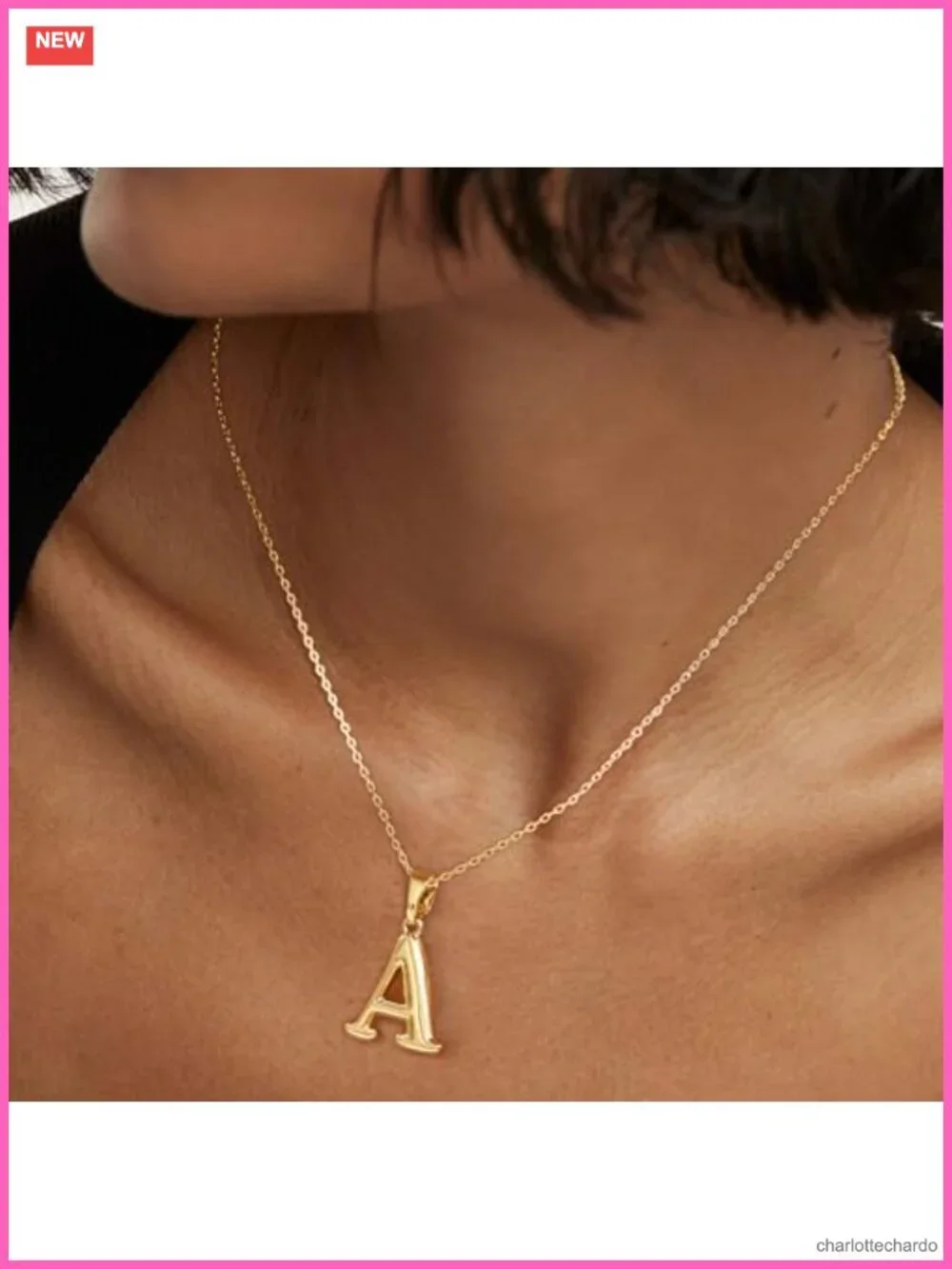 Gold Plated Bubble Letter Initial Necklace Pendant for Women Mom Gift